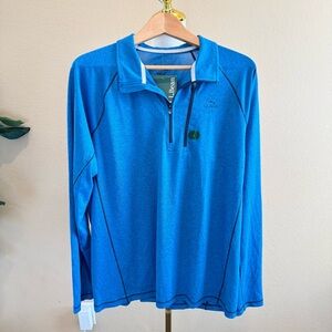 NWT L.L. Bean Quick Dry Trail Tee 1/4 Zip Men’s L Marine Blue Long Sleeve Pocket